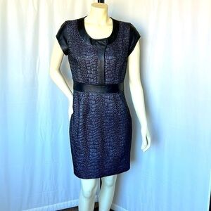 NWT Zac Posen textured leather trim sheath dress